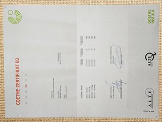 Goethe B2 certificate