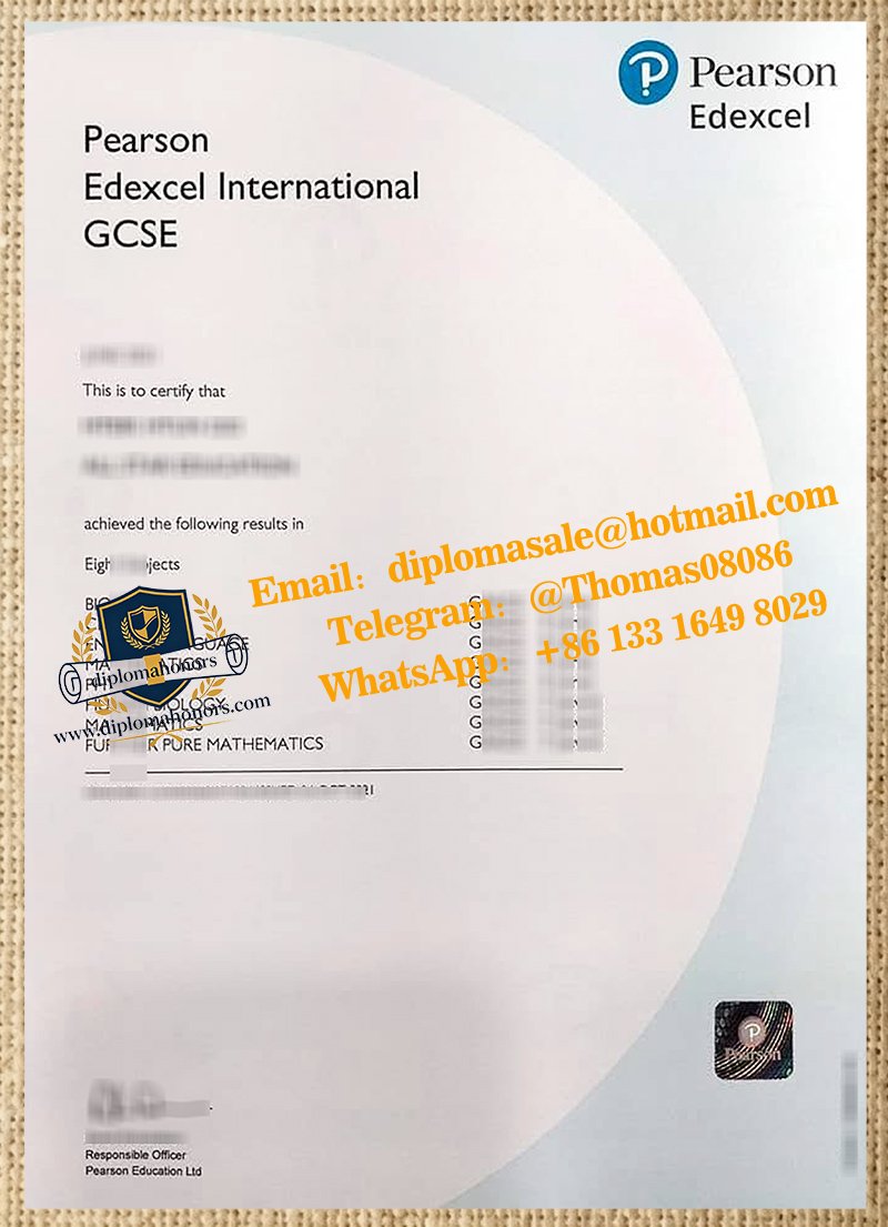 Pearson Edexcel International GCSE certificate