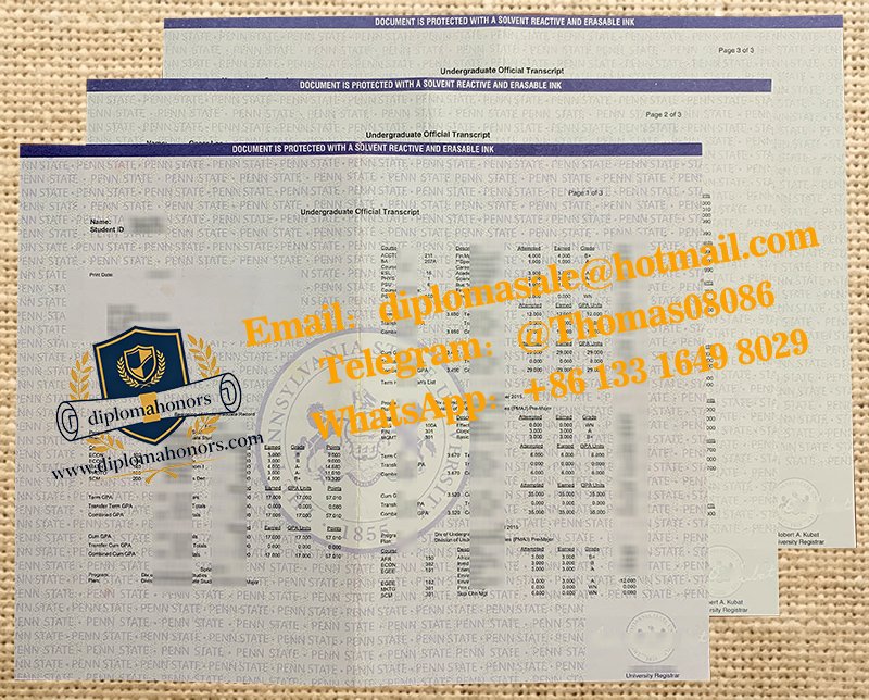 Pennsylvania State University transcript