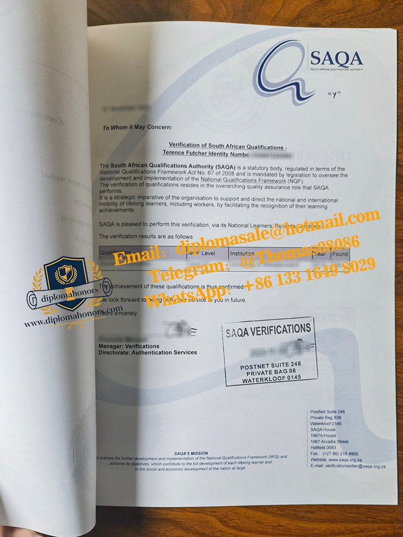 SAQA certificate