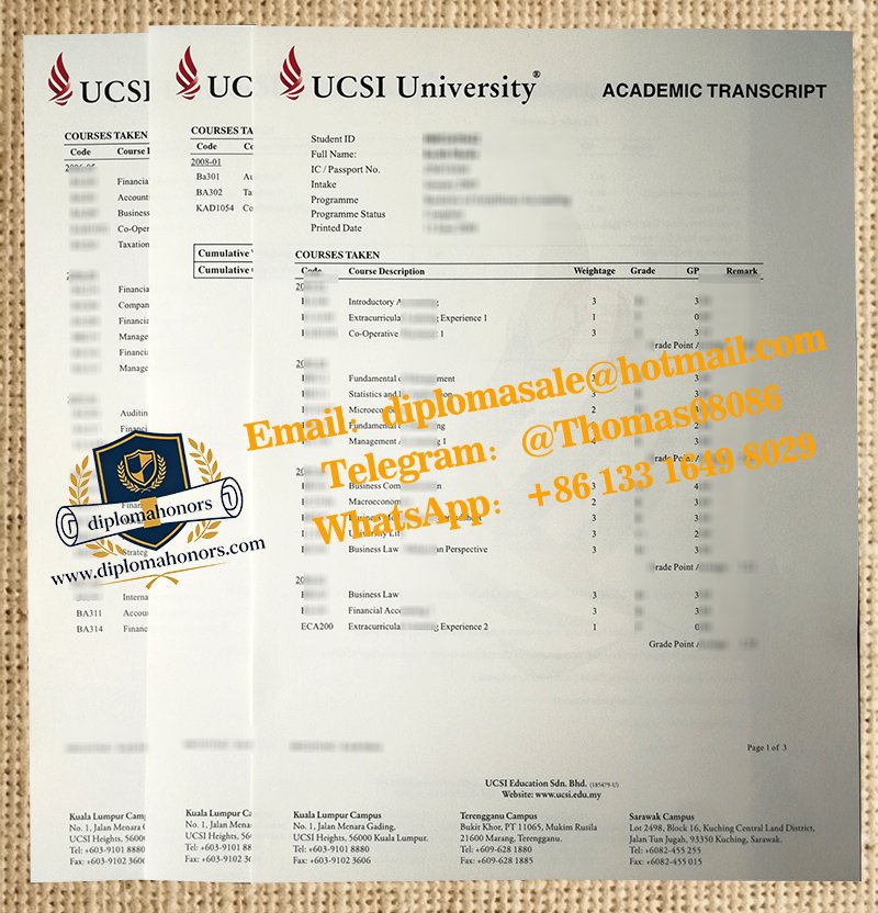 UCSI University transcript