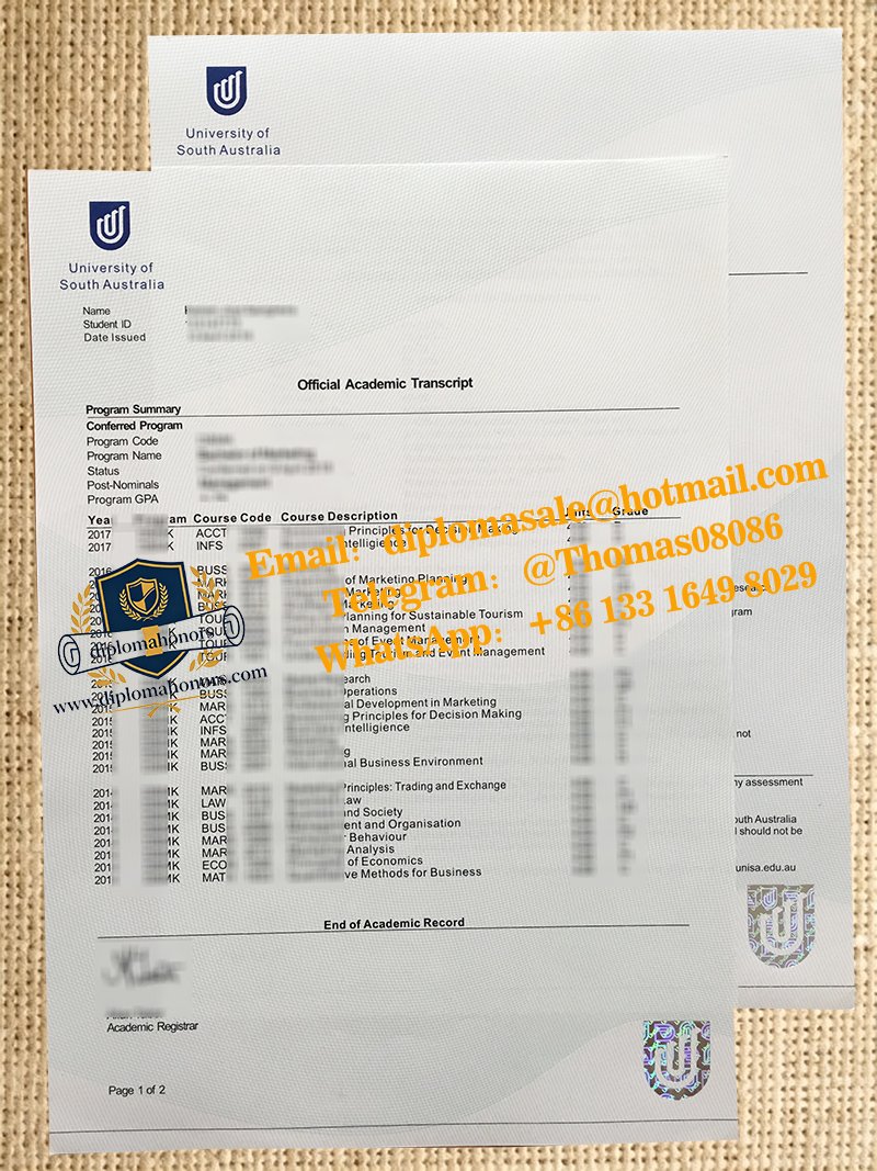 University of South Australia transcript
