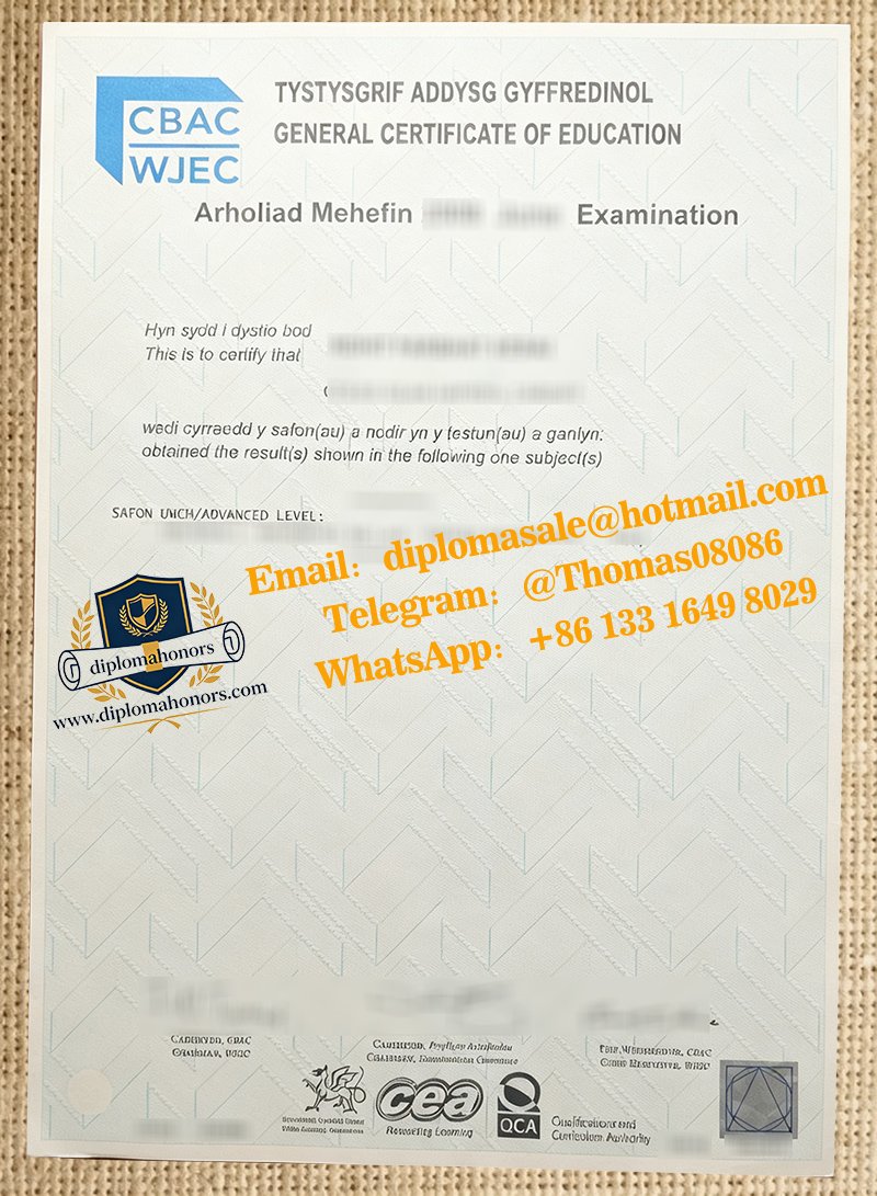 WJEC GCE certificate