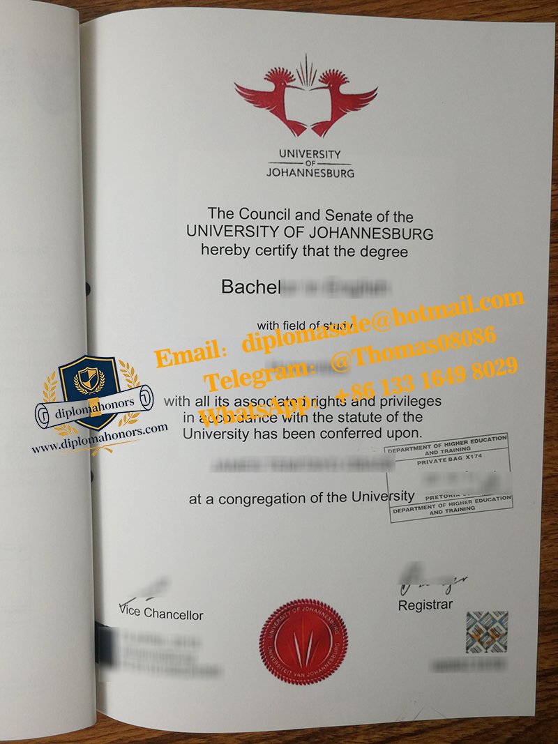 Verified University of Johannesburg degree